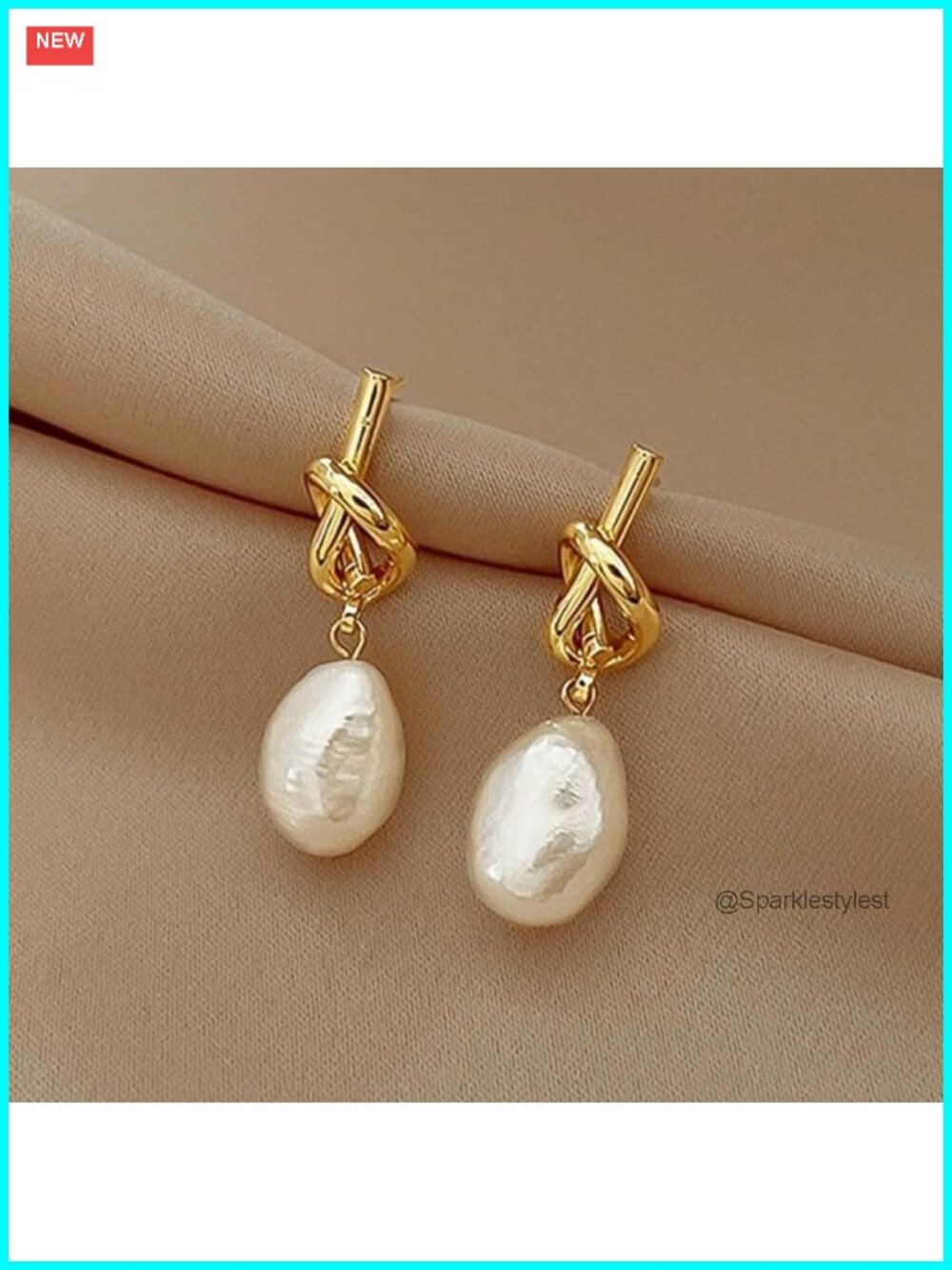 Pearl Knot Stud Earrings Gold Tone Elegant Jewelry for Women